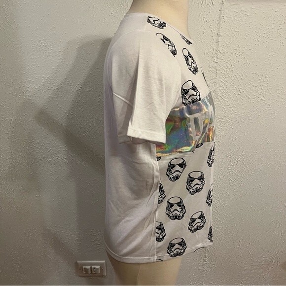 Star Wars Stormtrooper Dark Side Foil Front Short Sleeve T-Shirt Top - Picture 3 of 5